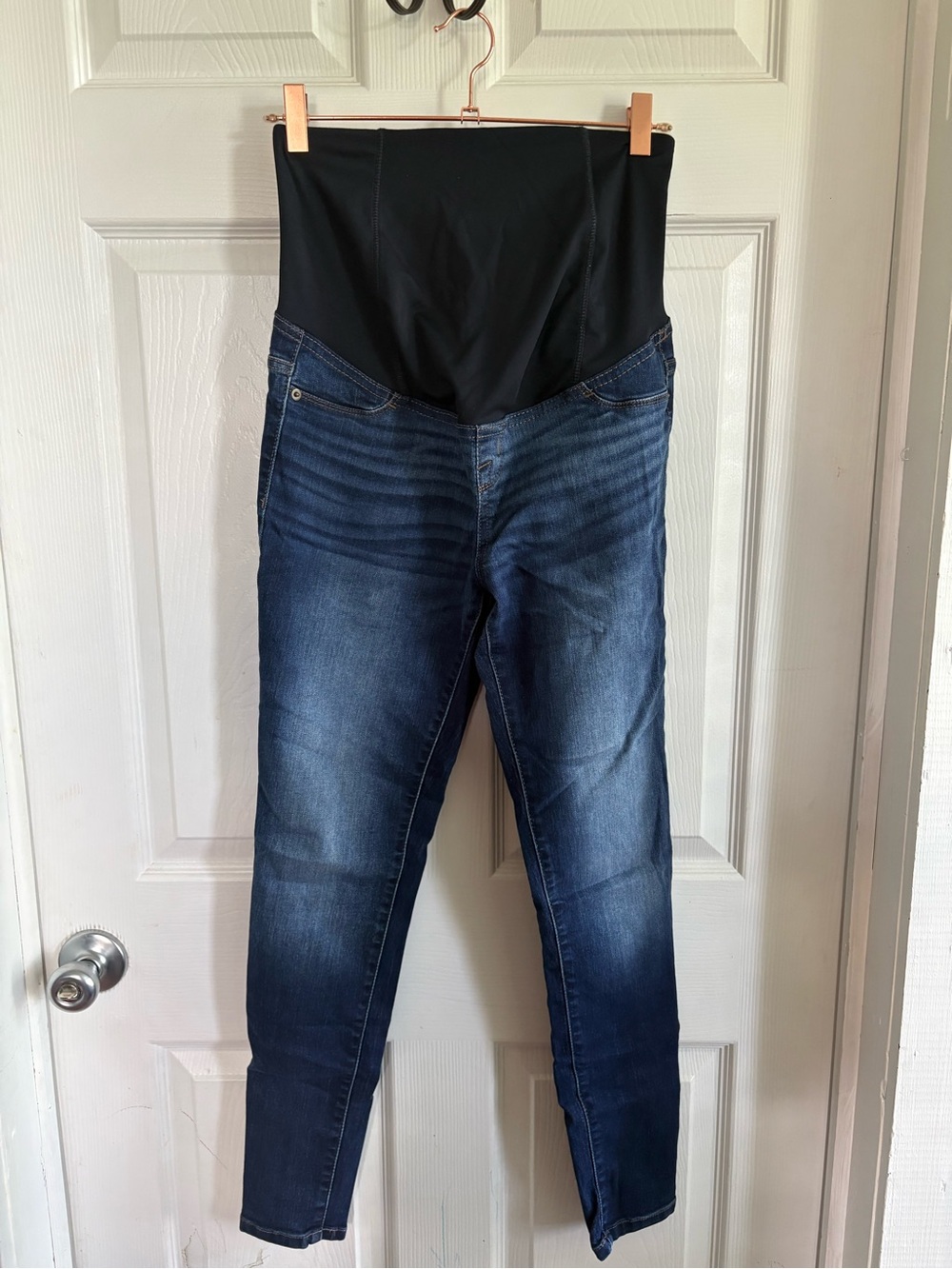 Isabel Maternity by Ingrid & Isabel Dark Blue Skinny Jeans with Black Panel